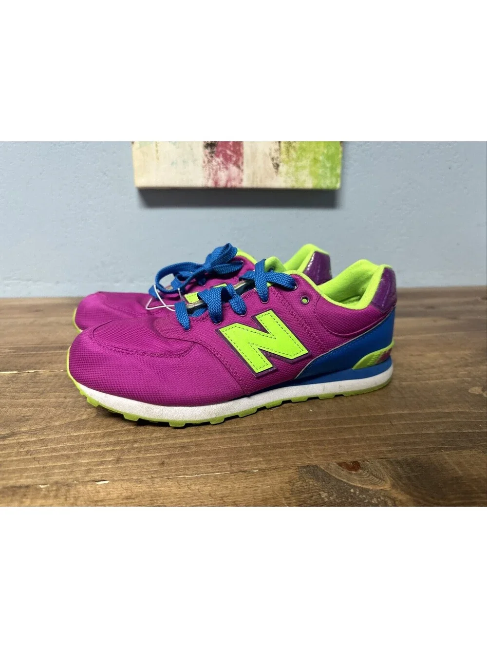 New Balance KL5741PG Pop Safari Sneakers Berry Neon Green Women’s Size  6